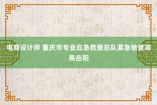 电商设计师 重庆市专业应急救援总队紧急驰援湖南岳阳