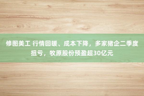 修图美工 行情回暖、成本下降，多家猪企二季度扭亏，牧原股份预盈超30亿元