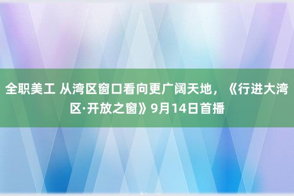 全职美工 从湾区窗口看向更广阔天地，《行进大湾区·开放之窗》9月14日首播